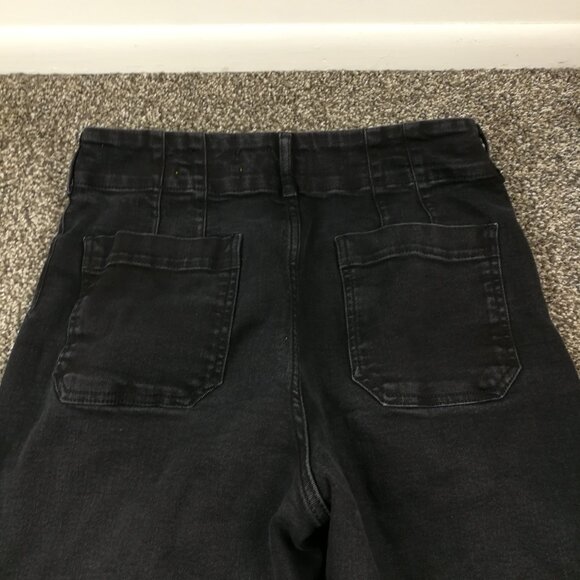 Anthropologie Maeve Jeans Colette Denim High-Rise Cropped Wide-Leg Black Sz 30 - Picture 7 of 11